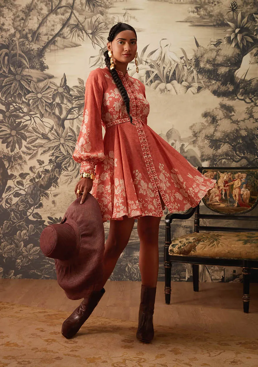 Peach fit and flare dress