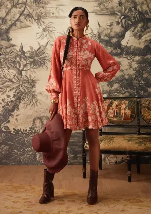 Peach fit and flare dress