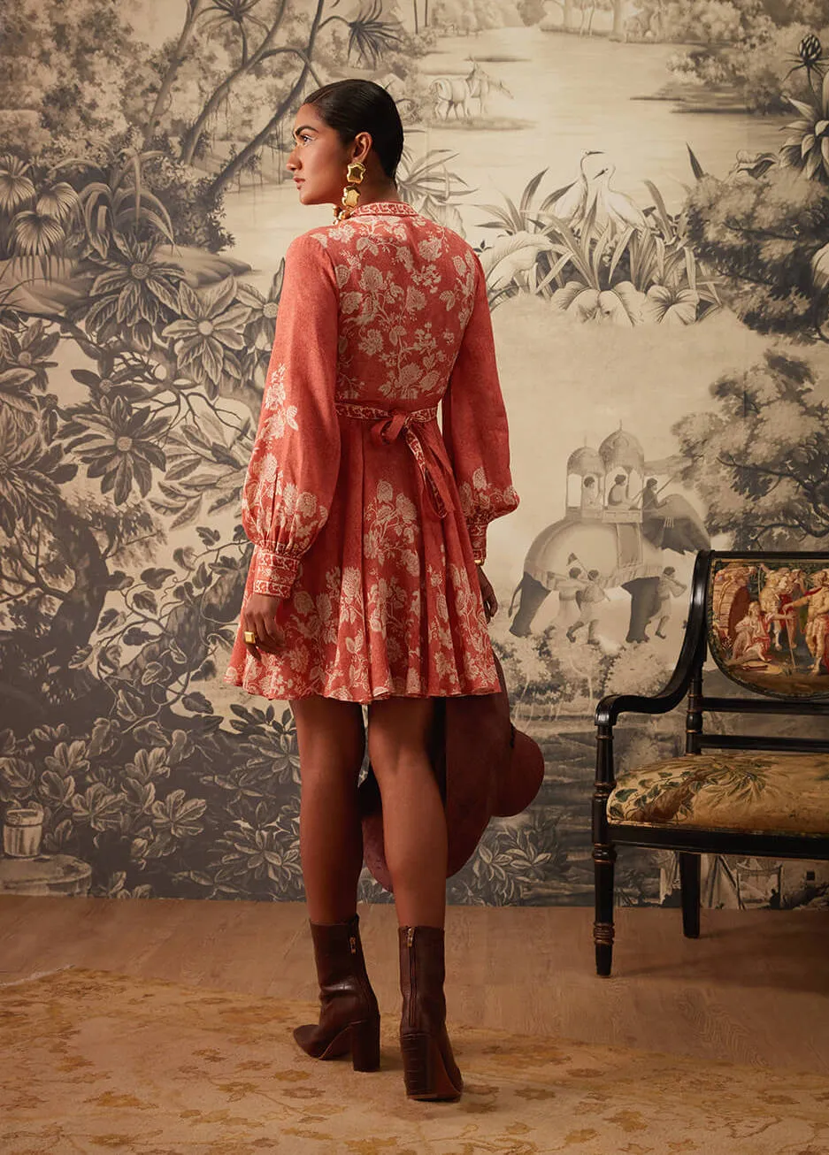 Peach fit and flare dress