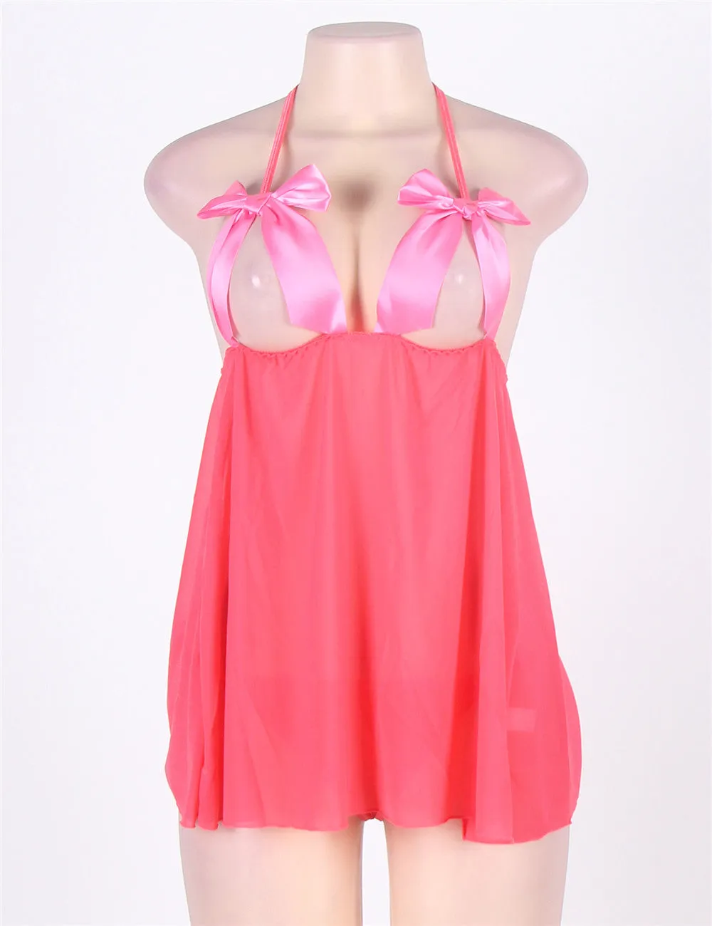 Pink Open Cup Satin Bows Babydoll Egypt
