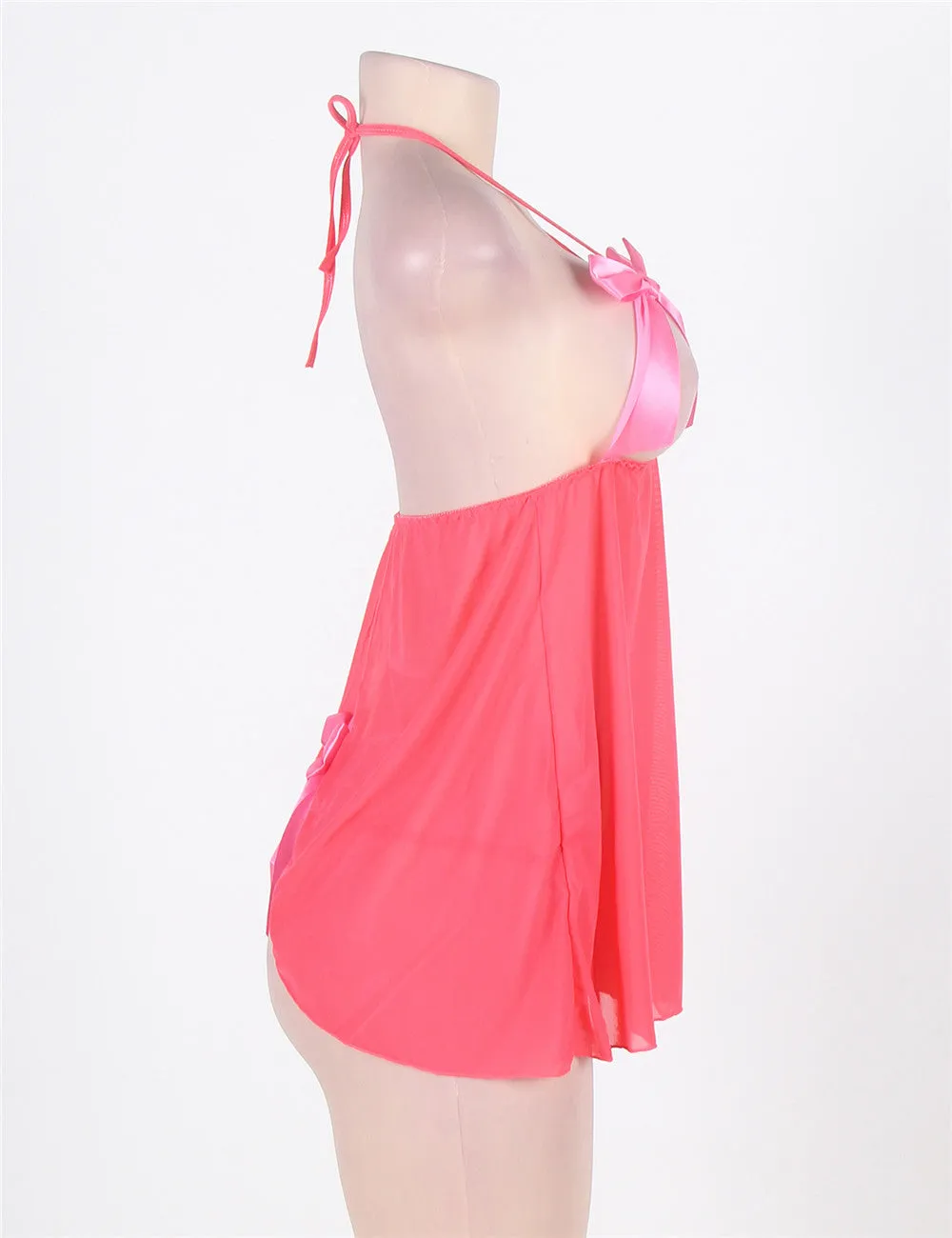 Pink Open Cup Satin Bows Babydoll Egypt