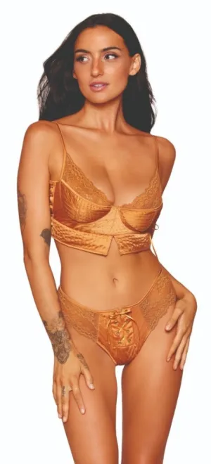 Pintuck Satin Bra and G-string Lingerie Set