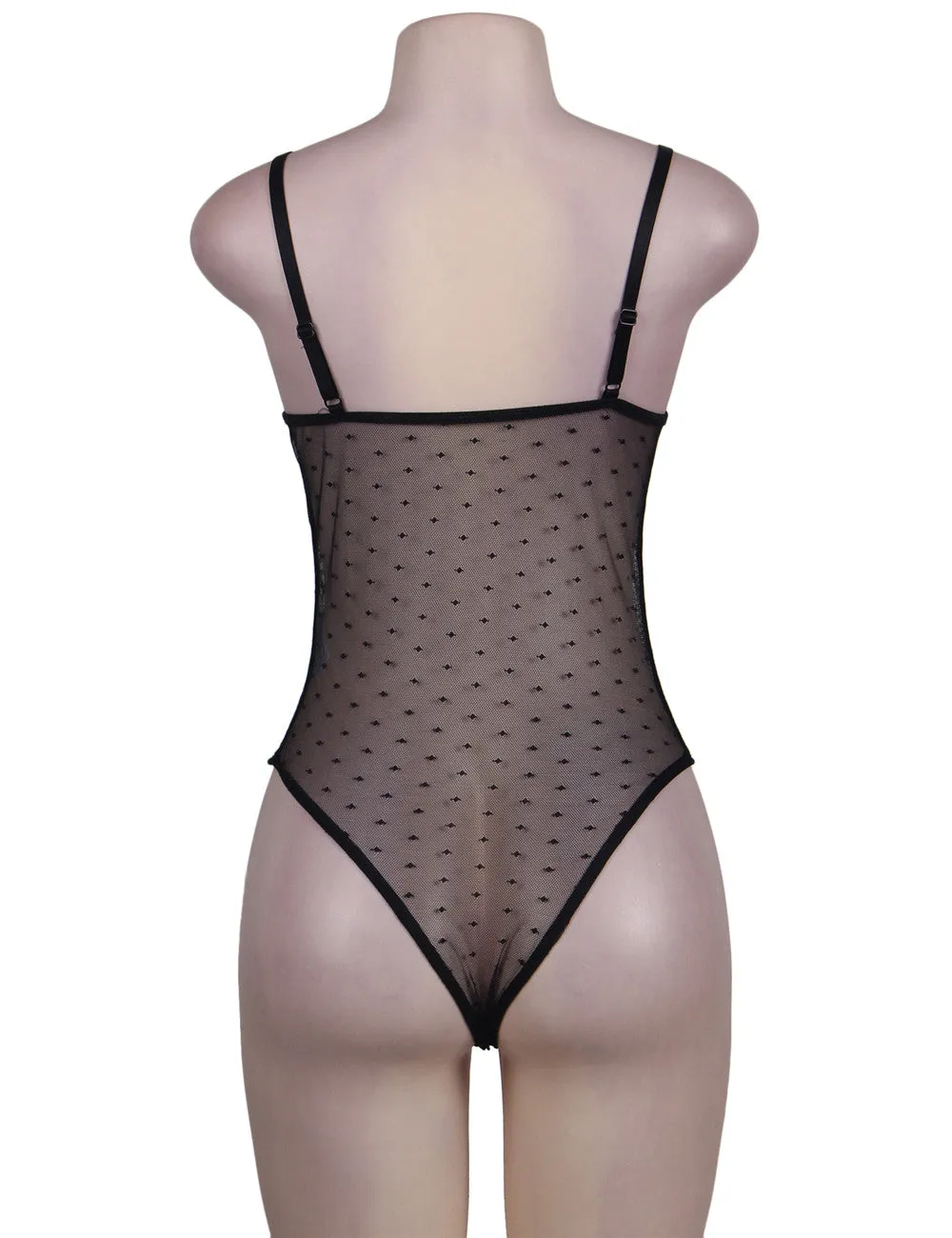 Plus Size Halter Teddy With Lace Embroidery