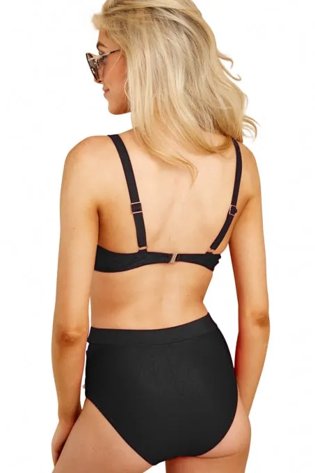 Pom Pom Mesh Insert High Waist Bikini
