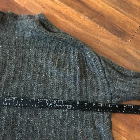 Pomandere Sweater Women 6 Gray/Gold Lightweight Italy Minimalist Crop Top Mohair