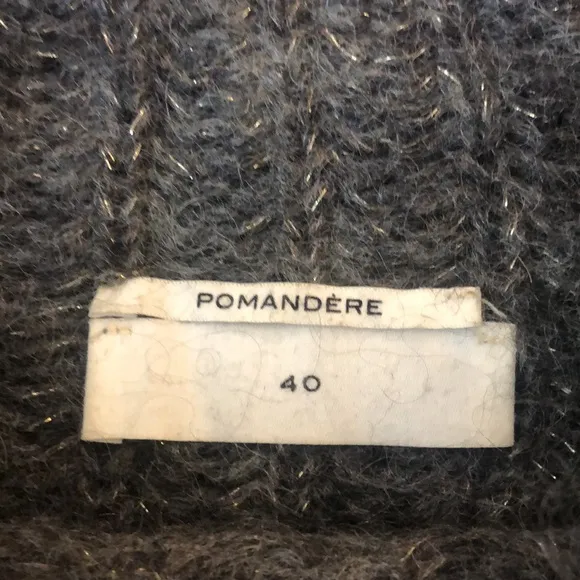 Pomandere Sweater Women 6 Gray/Gold Lightweight Italy Minimalist Crop Top Mohair