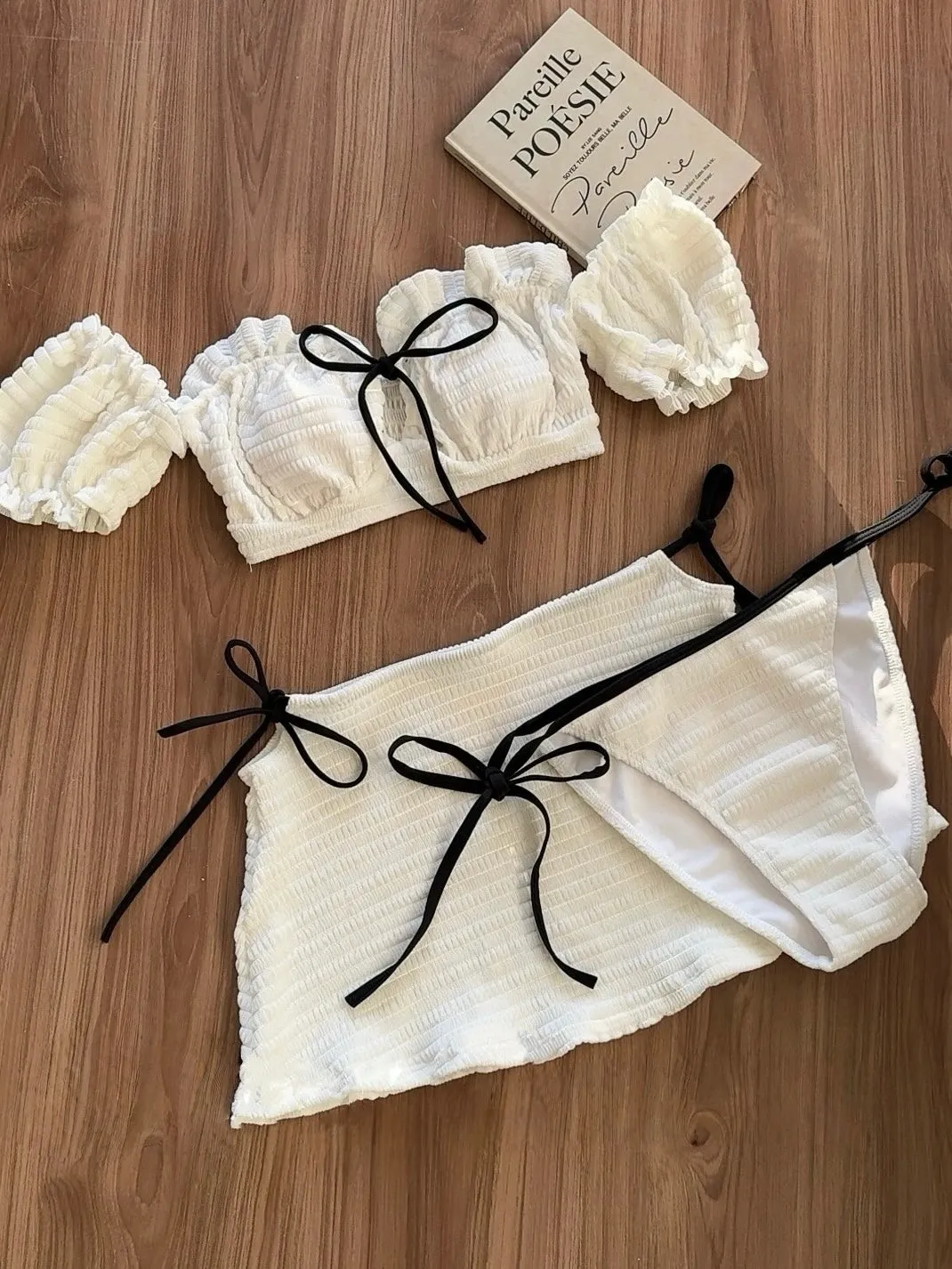 Poésie Blanche Three-Piece Bikini Set