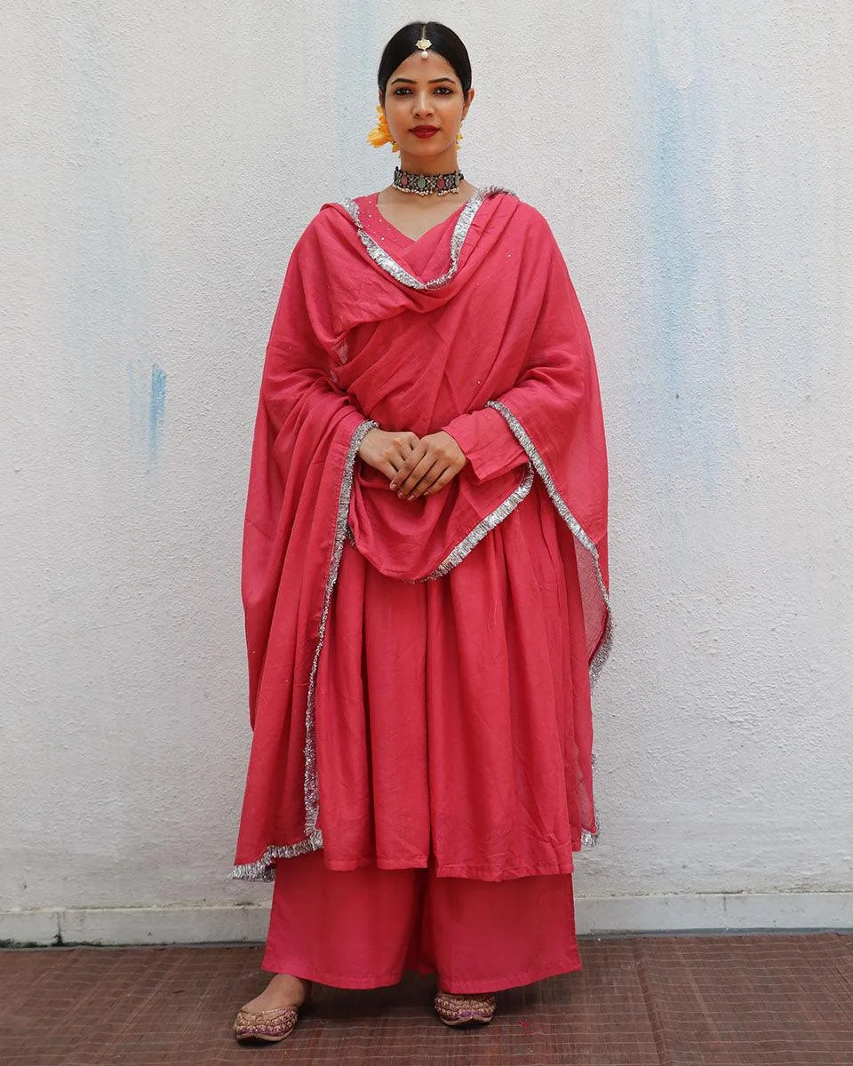 Preet Rose Mulmul Cotton Kurta Set with Dupatta Set of 3 - Jugnoo