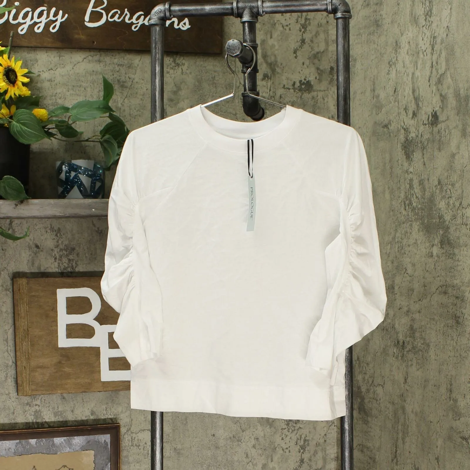 Prologue Women's Ruched Raglan 3/4-Sleeve Crewneck T-Shirt