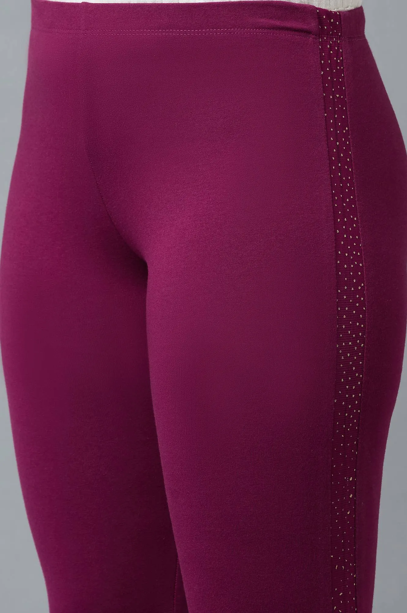Purple Cotton Lycra Tights For Women