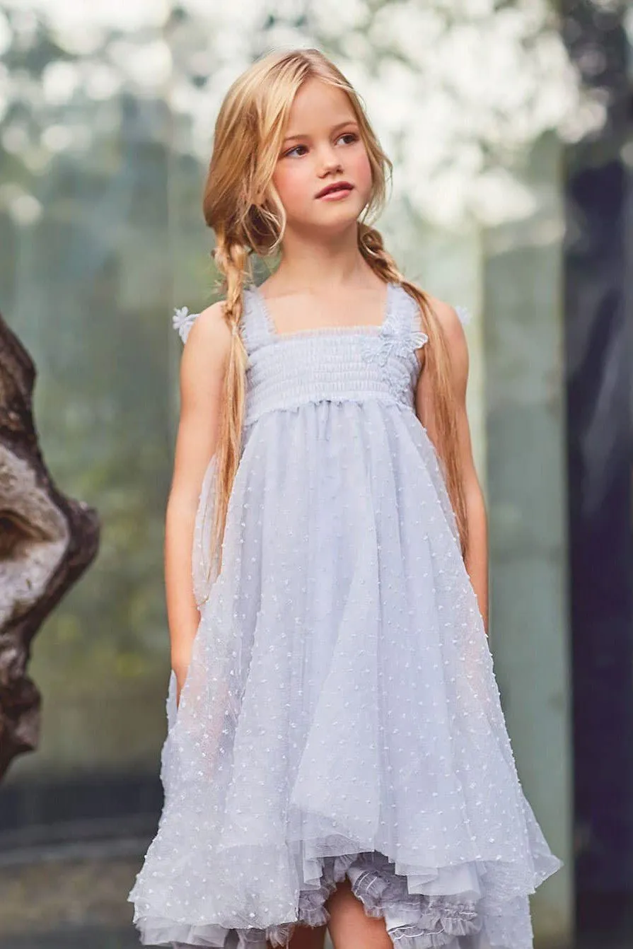 "Stormi" Grey Plumeti Dot Fairy Wing Dress