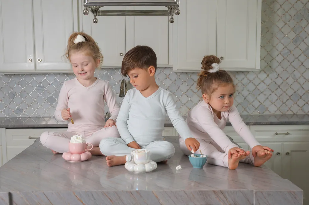 Ra & Da Baby Brushed Ribbed Pajamas in Blush