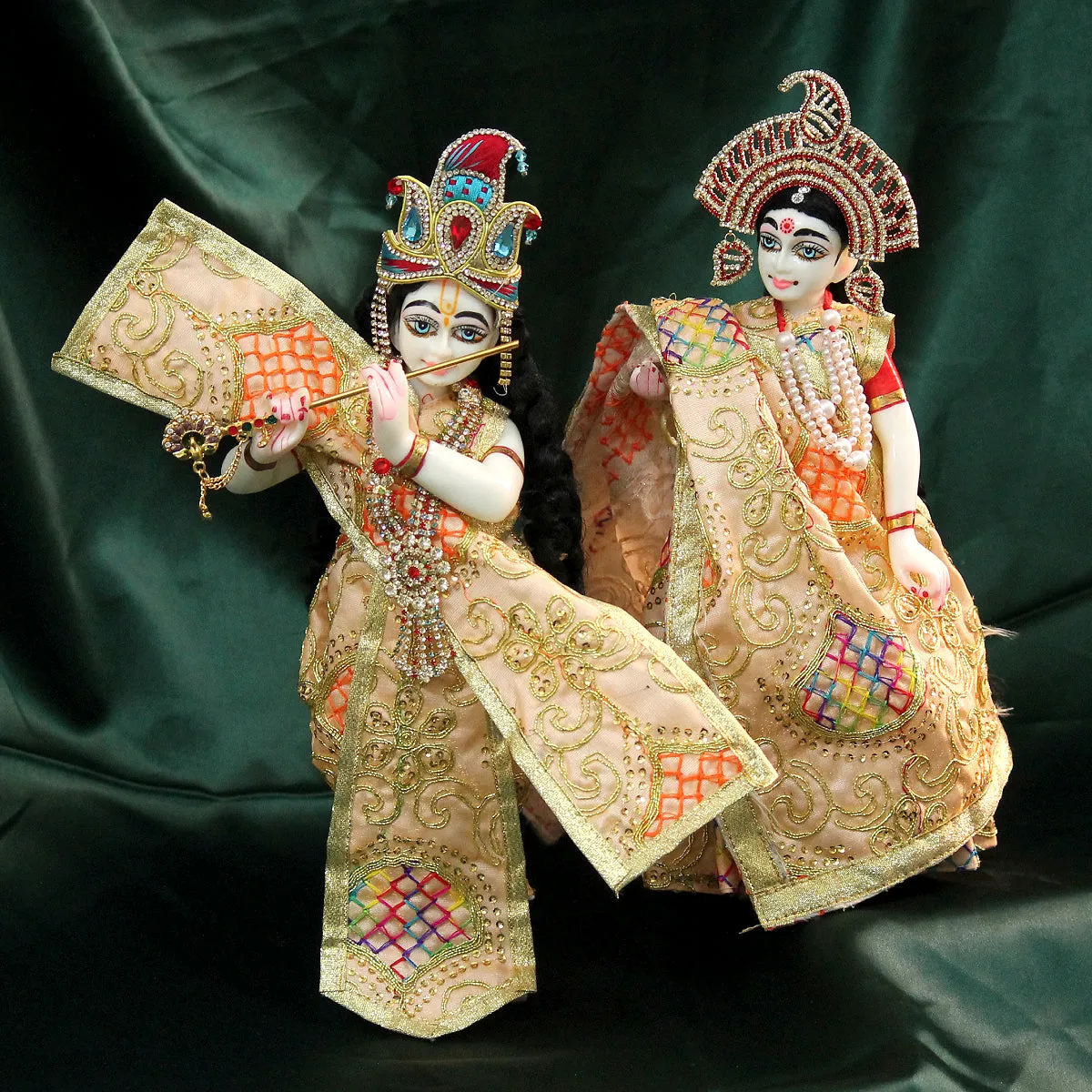 Radha Krishna designer peach color dress