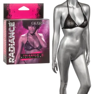 Radiance TRIANGLE BIKINI TOP Black with Sparkling Rhinestones One Size