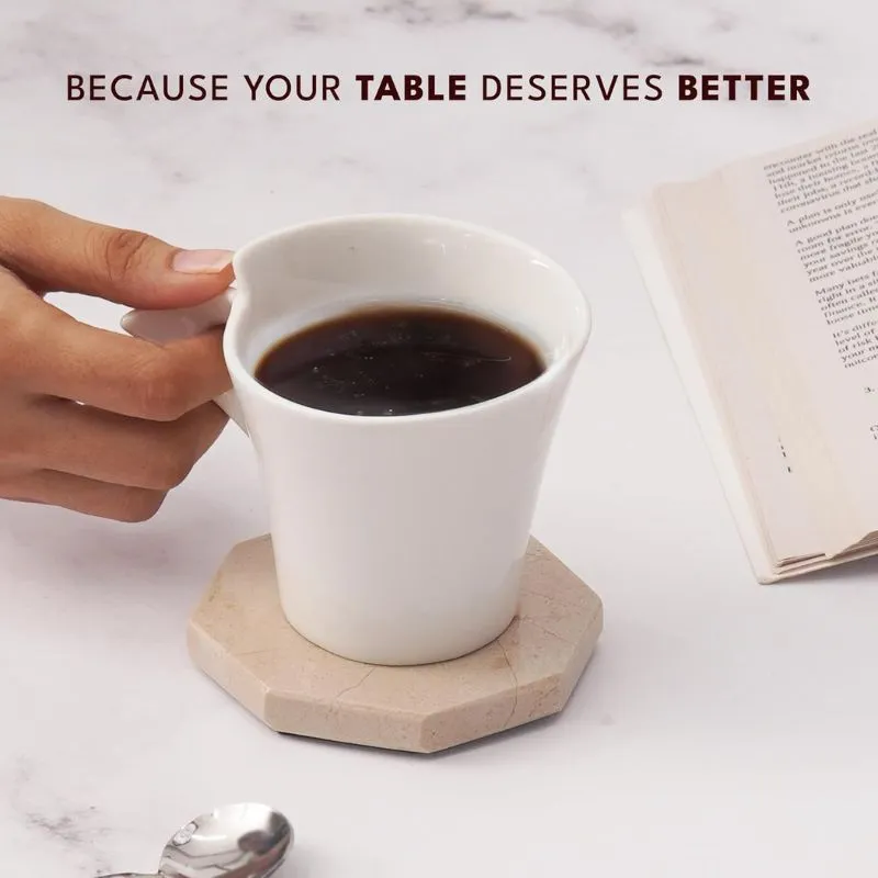 Radicaln Marble Coasters for Drinks 3.5" White Handmade Star Set of 6 - Coasters for Coffee Table - Drink Coasters - Modern Table Décor