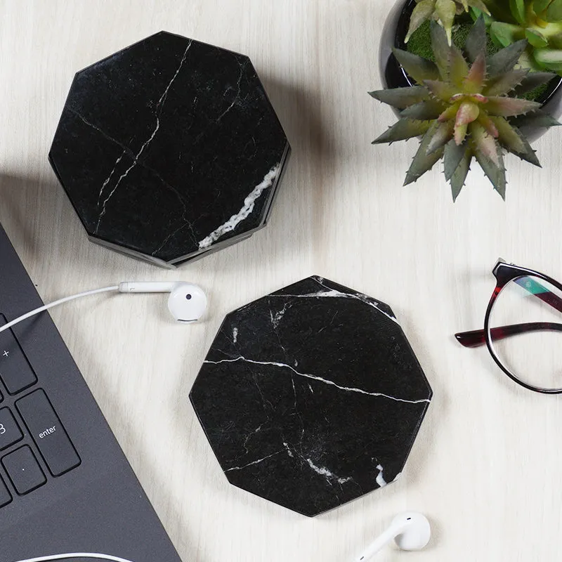 Radicaln Marble Coasters for Drinks 3.5" White Handmade Star Set of 6 - Coasters for Coffee Table - Drink Coasters - Modern Table Décor