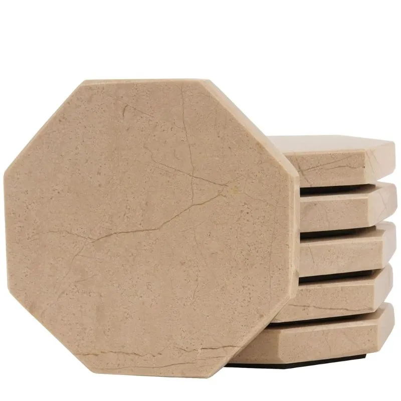 Radicaln Marble Coasters for Drinks 3.5" White Handmade Star Set of 6 - Coasters for Coffee Table - Drink Coasters - Modern Table Décor