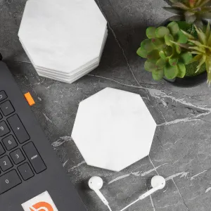 Radicaln Marble Coasters for Drinks 3.5" White Handmade Star Set of 6 - Coasters for Coffee Table - Drink Coasters - Modern Table Décor