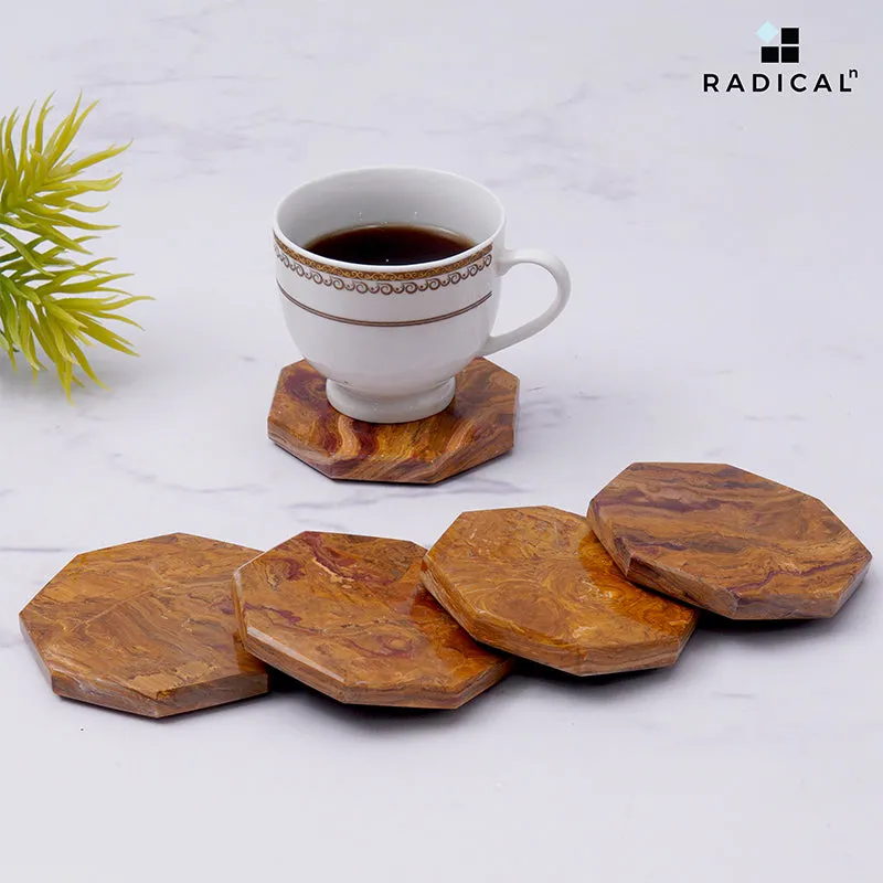 Radicaln Marble Coasters for Drinks 3.5" White Handmade Star Set of 6 - Coasters for Coffee Table - Drink Coasters - Modern Table Décor