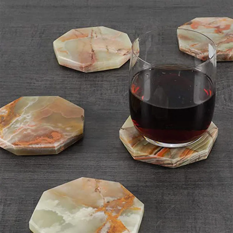 Radicaln Marble Coasters for Drinks 3.5" White Handmade Star Set of 6 - Coasters for Coffee Table - Drink Coasters - Modern Table Décor