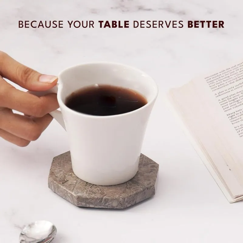 Radicaln Marble Coasters for Drinks 3.5" White Handmade Star Set of 6 - Coasters for Coffee Table - Drink Coasters - Modern Table Décor