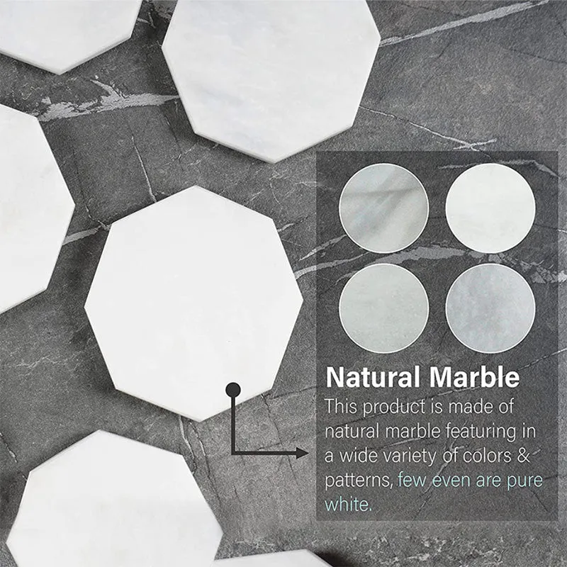 Radicaln Marble Coasters for Drinks 3.5" White Handmade Star Set of 6 - Coasters for Coffee Table - Drink Coasters - Modern Table Décor