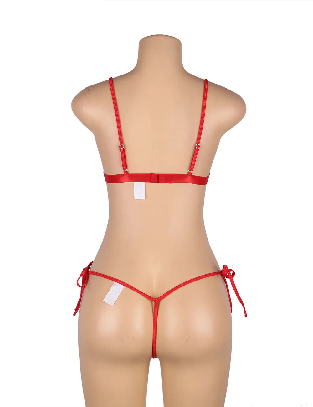 Red Hollow Out Bow-Knot Bra Set Egypt with Wristband