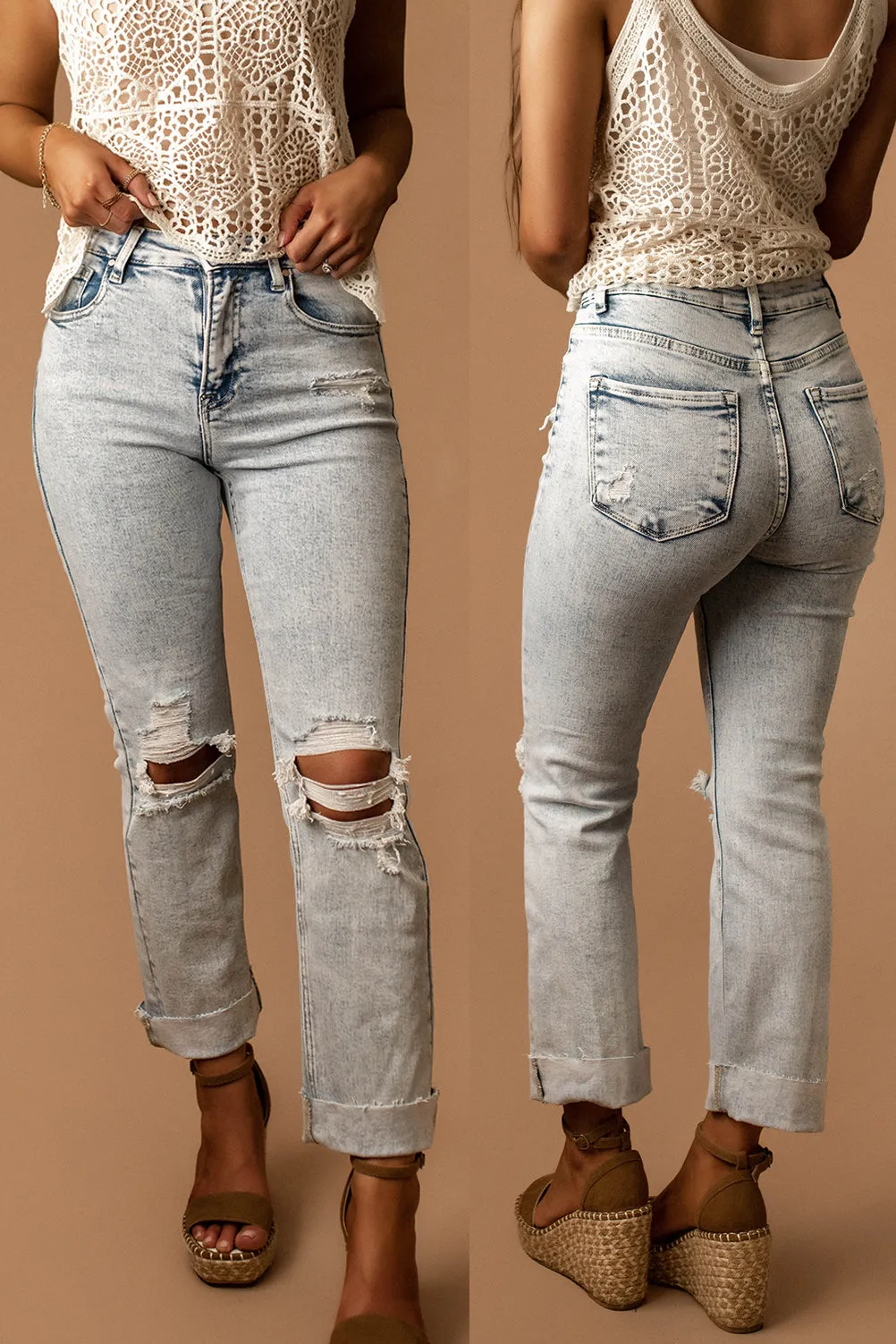Remi High-Rise Distressed Straight Jeans | PREORDER Restocking 3/15
