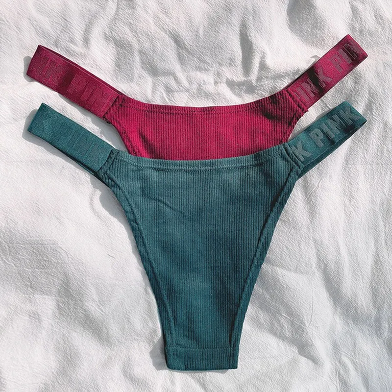 Ribbed Brazilian Cut Panties With Color Block Straps