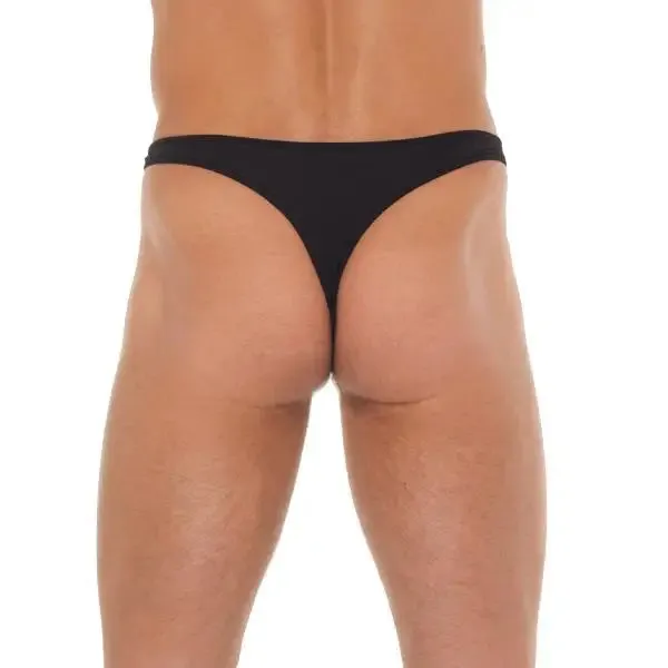 Rimba Mens Black G-string with Metal Hoop Connectors