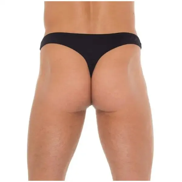 Rimba Mens Black Sexy G-string with Fishnet Pouch
