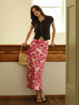 Rose Satin Anti-Wrinkle Skirt
