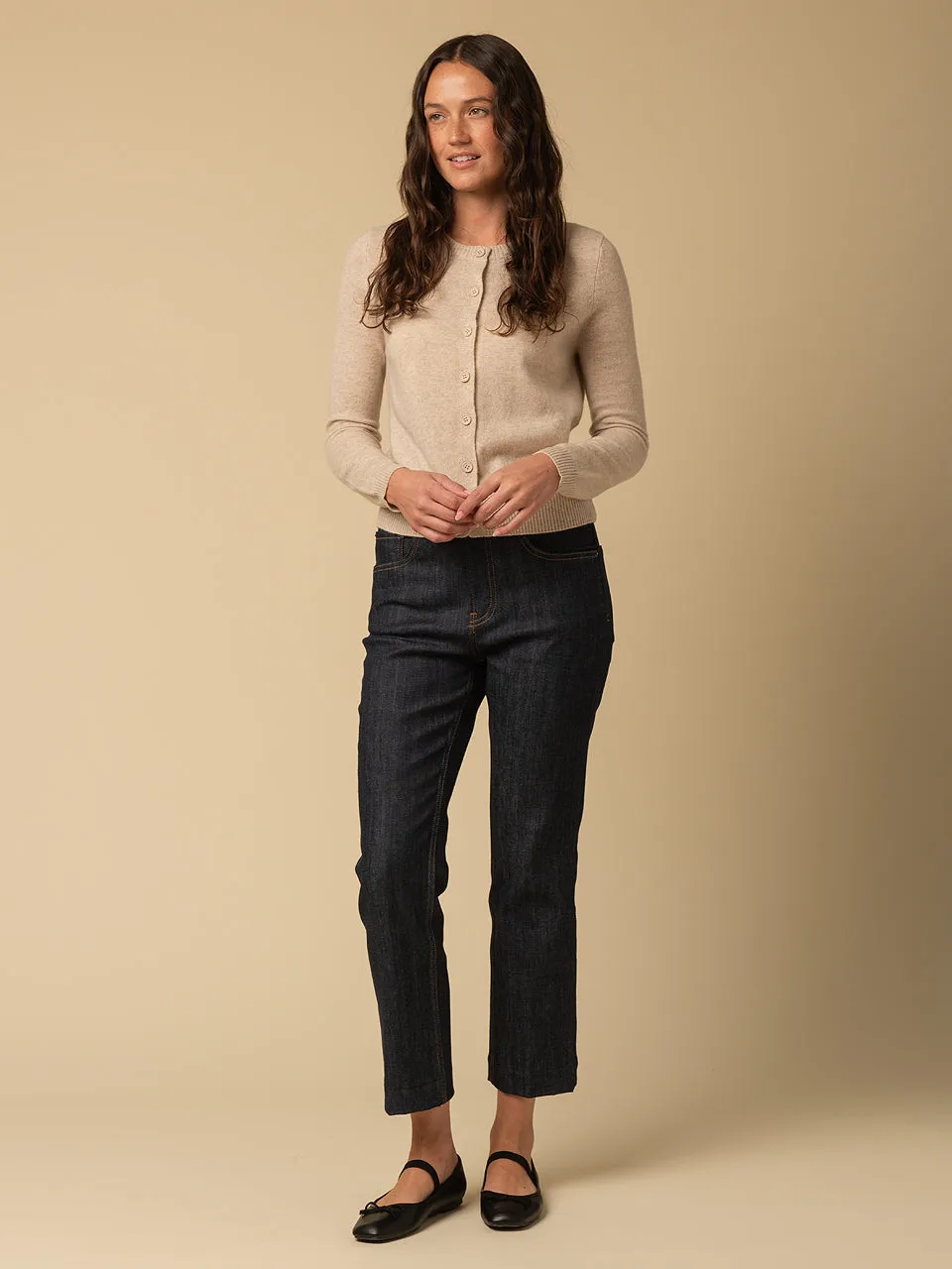 Round Neck Cardigan_Oatmeal