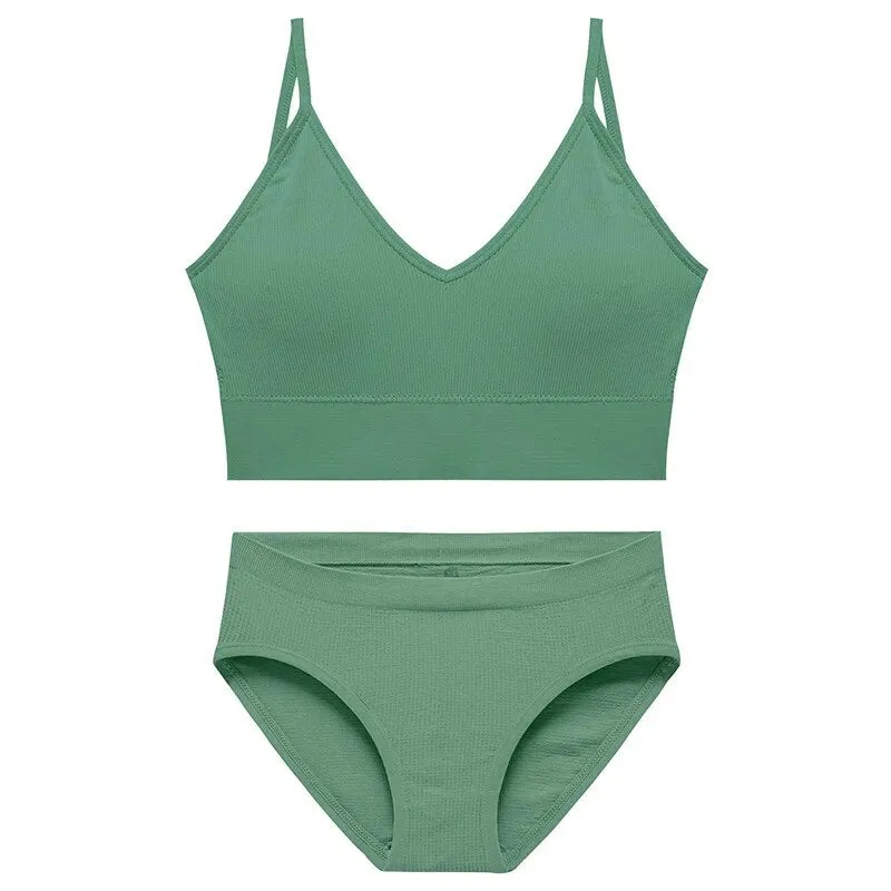 SALSPOR Women's Seamless Sport Underwear Set - Wireless Padded Bra & Solid Panties, Plus Size Comfort