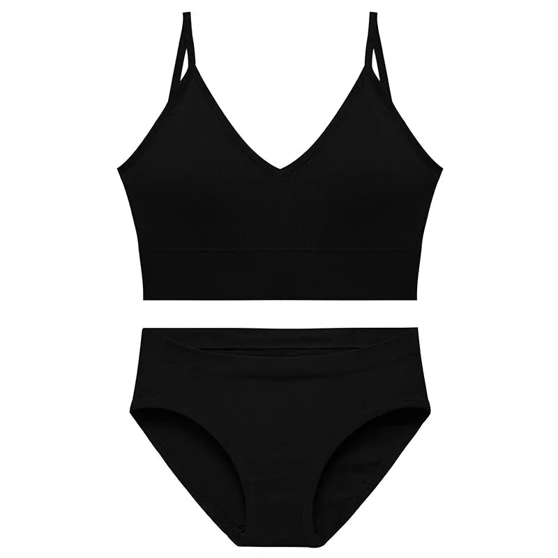 SALSPOR Women's Seamless Sport Underwear Set - Wireless Padded Bra & Solid Panties, Plus Size Comfort