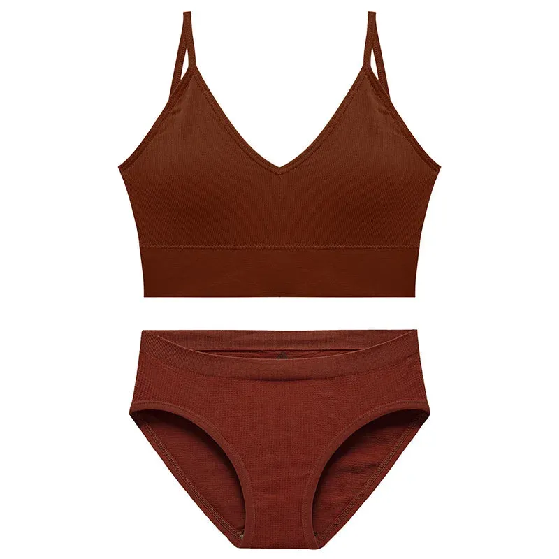 SALSPOR Women's Seamless Sport Underwear Set - Wireless Padded Bra & Solid Panties, Plus Size Comfort