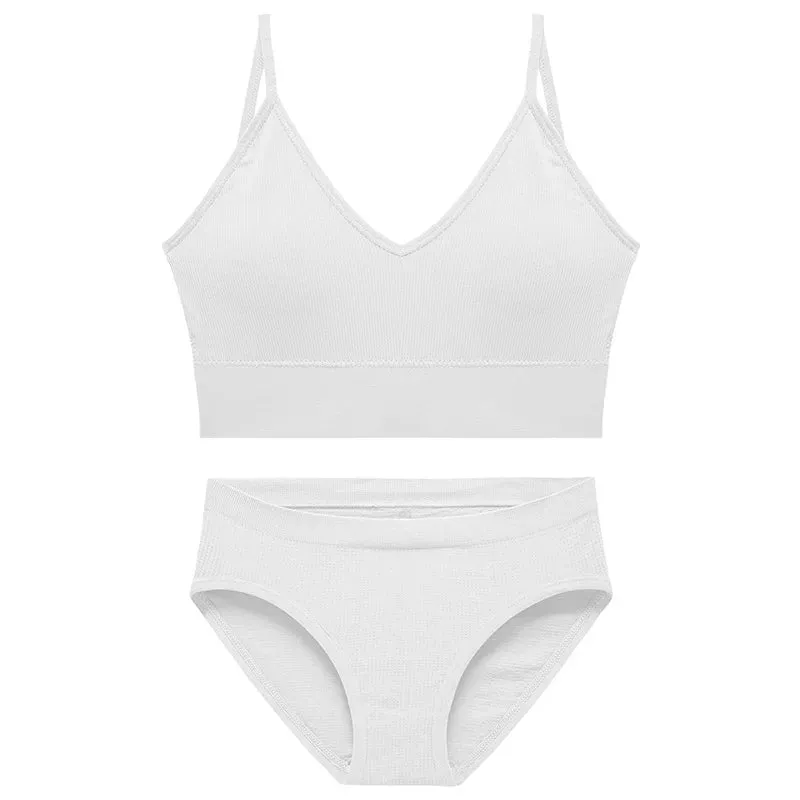 SALSPOR Women's Seamless Sport Underwear Set - Wireless Padded Bra & Solid Panties, Plus Size Comfort