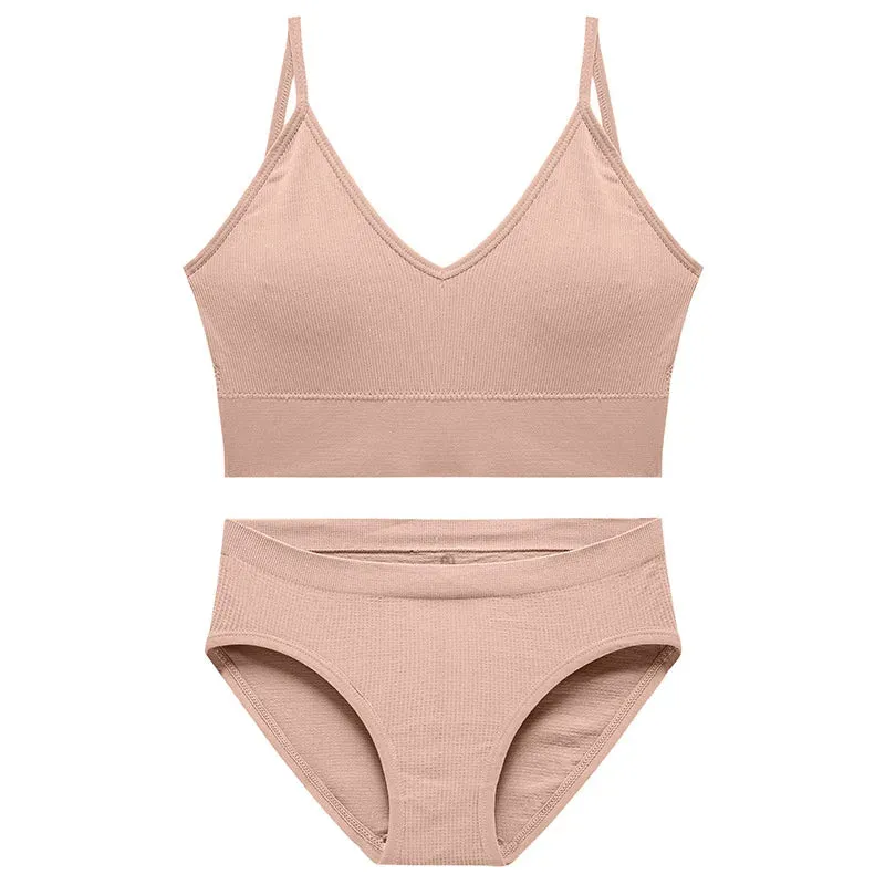 SALSPOR Women's Seamless Sport Underwear Set - Wireless Padded Bra & Solid Panties, Plus Size Comfort