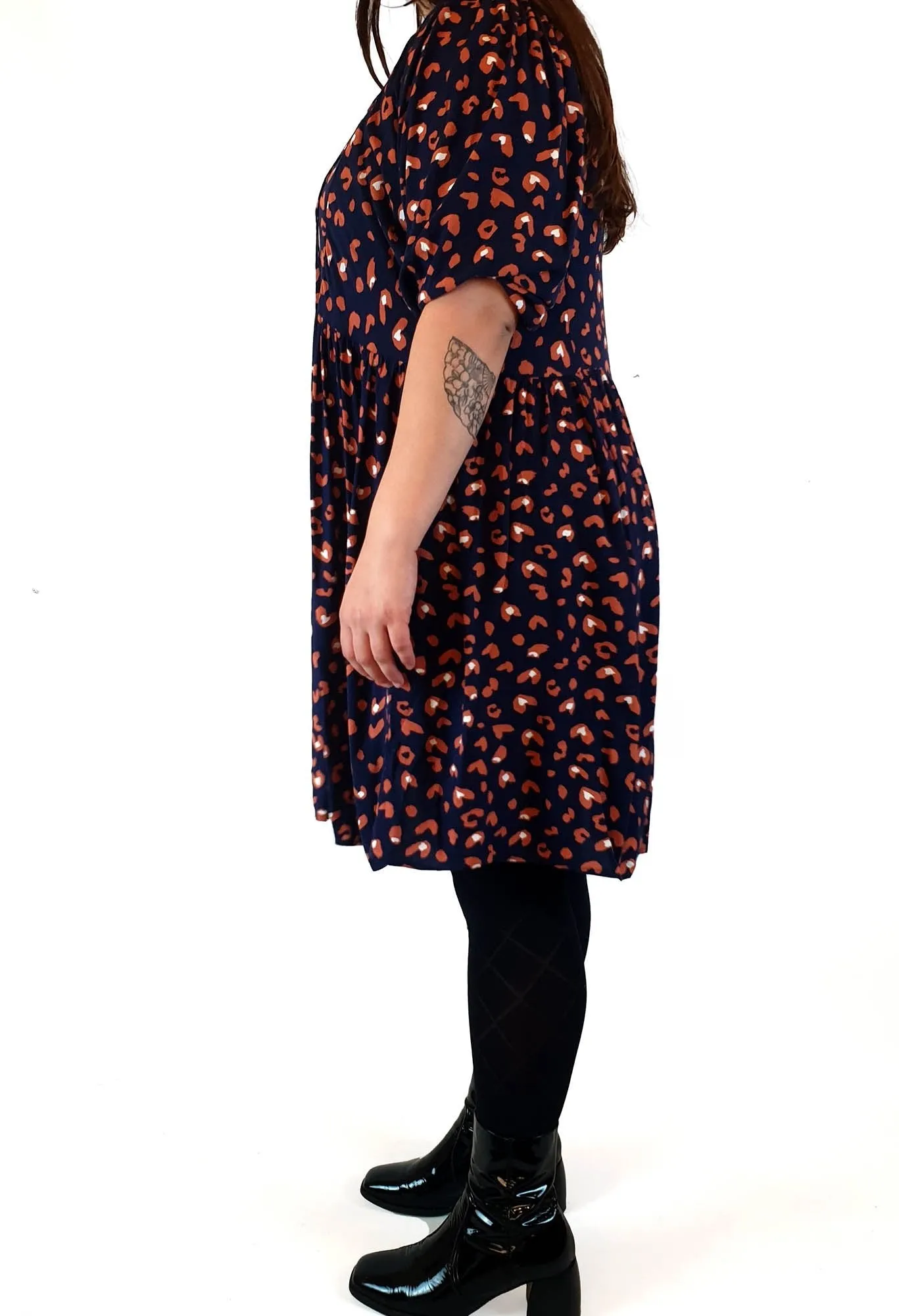 Sass navy animal print long sleeve dress size 14