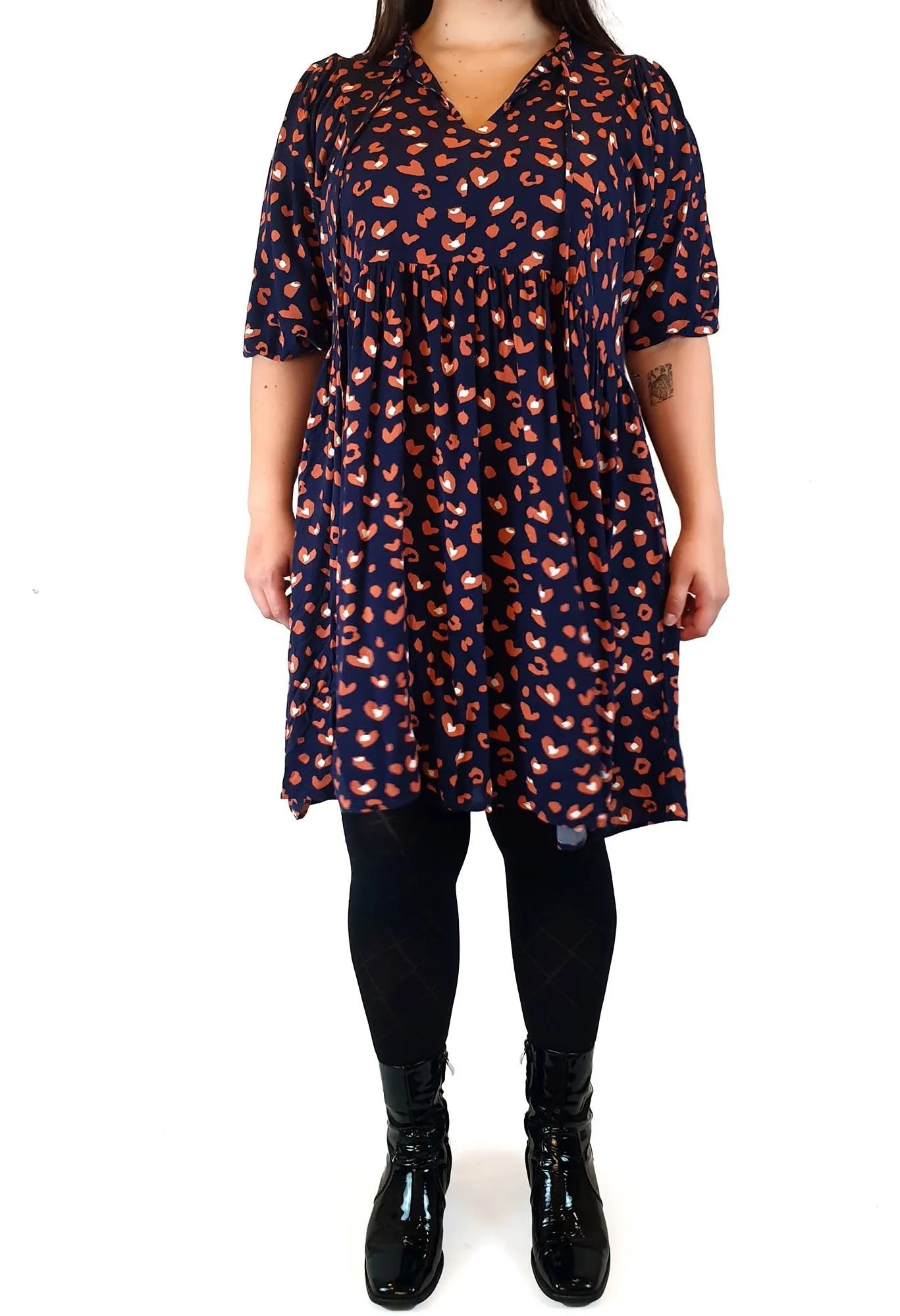 Sass navy animal print long sleeve dress size 14