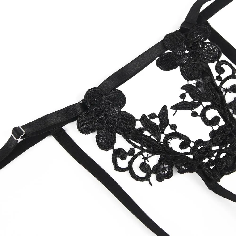 Scandals Three Piece Embroidery Bra Panty Set With Underwire