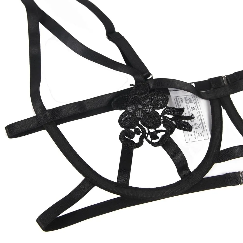 Scandals Three Piece Embroidery Bra Panty Set With Underwire