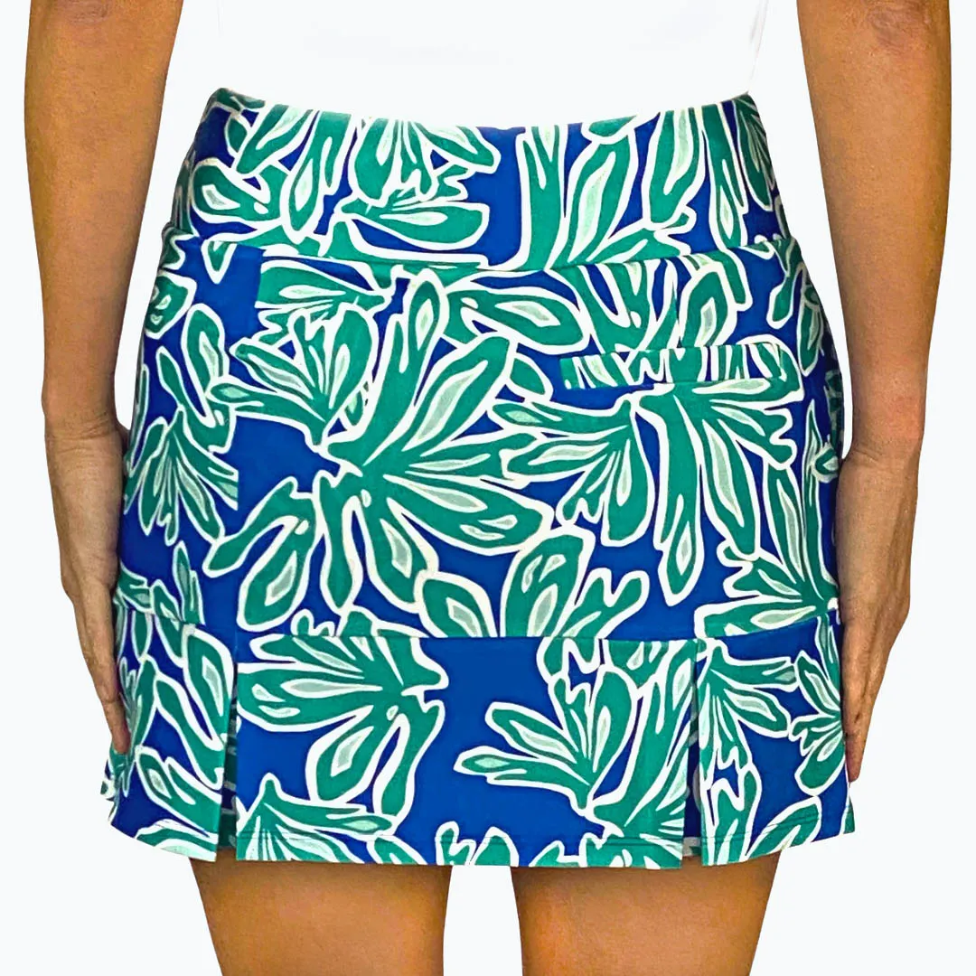 Scottsdale Pleated Skort in Beach Palm Royal and Aqua Tides