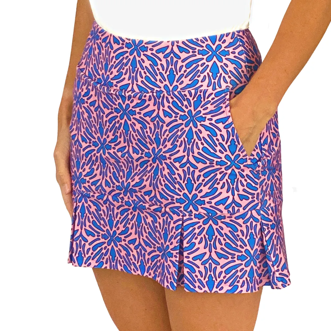 Scottsdale Pleated Skort in Geo Tile Periwinkle and Pink