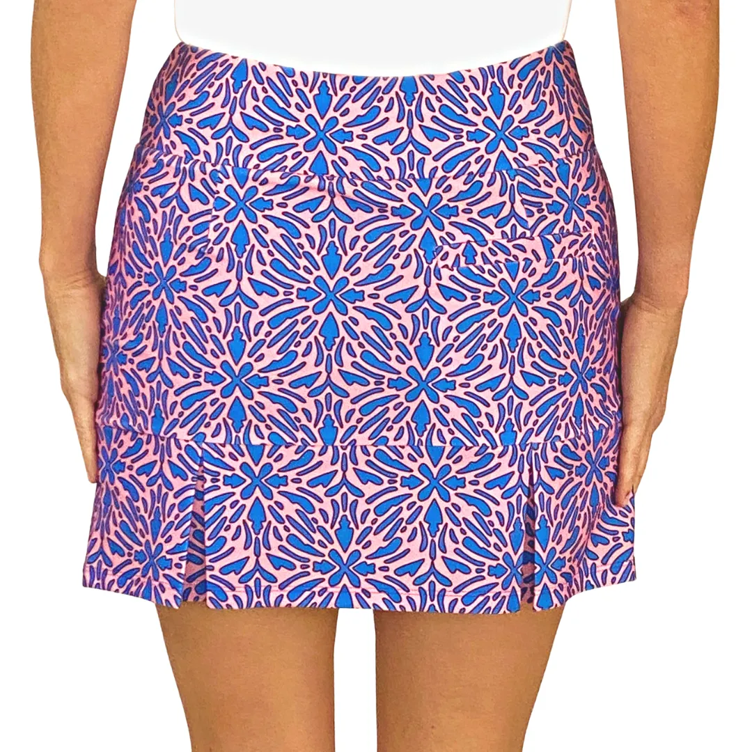 Scottsdale Pleated Skort in Geo Tile Periwinkle and Pink