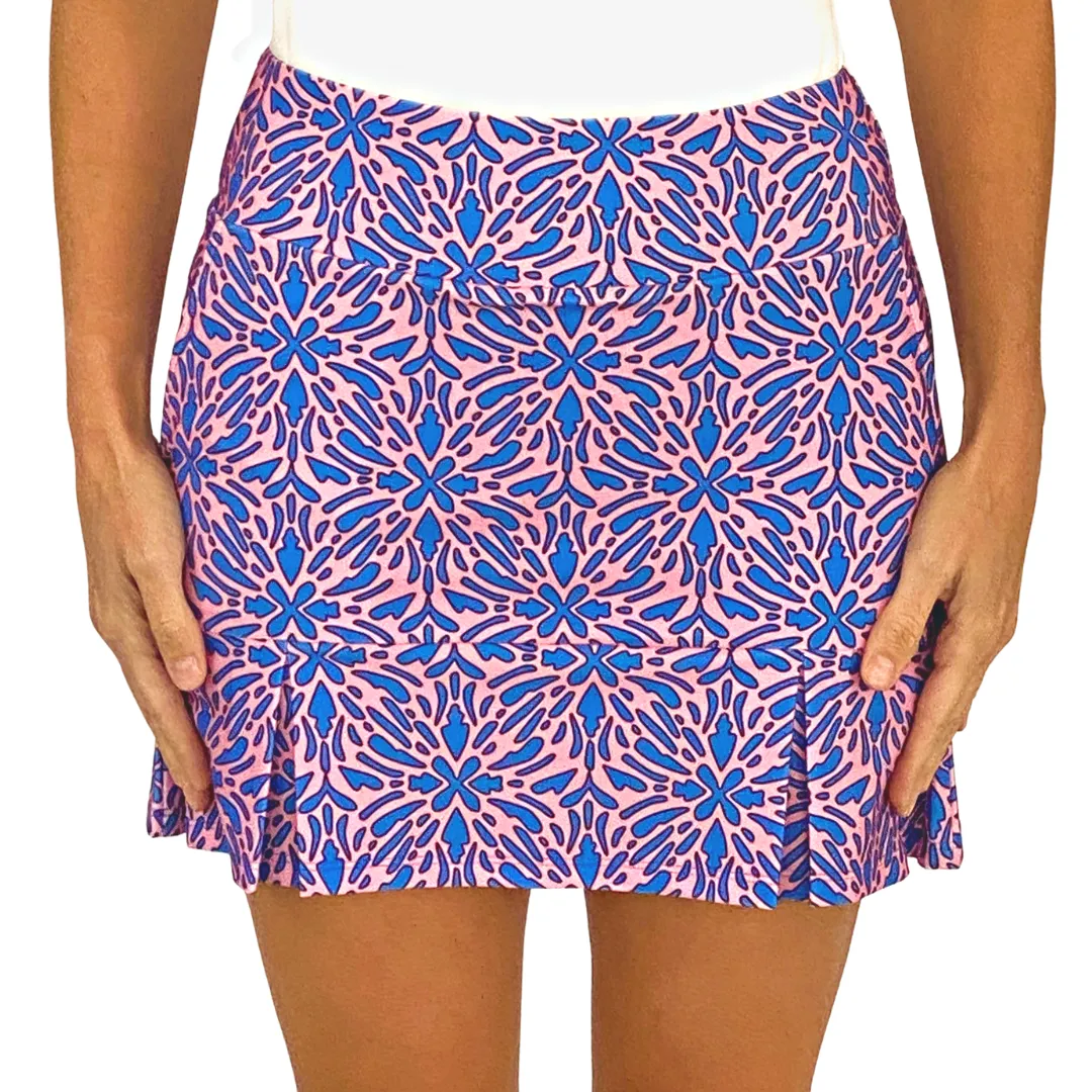 Scottsdale Pleated Skort in Geo Tile Periwinkle and Pink