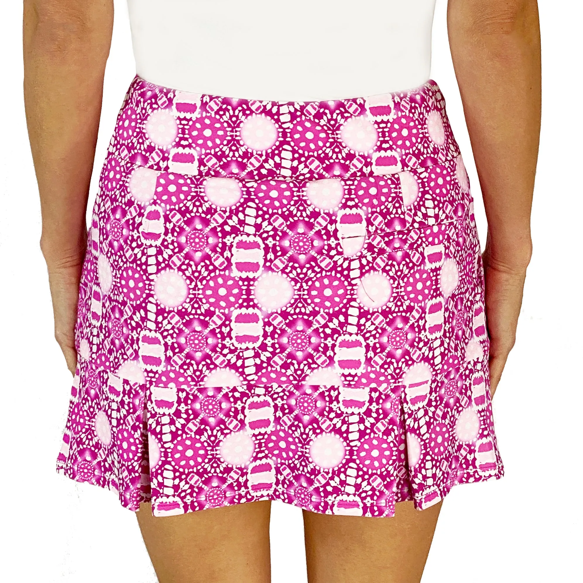 Scottsdale Pleated Skort in Peace Love Pickleball Fuchsia