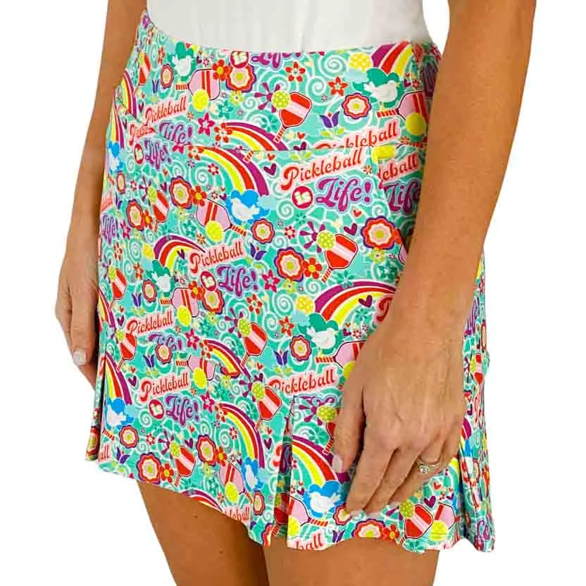 Scottsdale Pleated Skort in Pickleball Is Life Aqua Tides