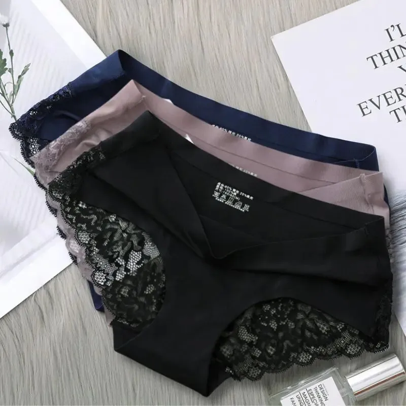 Seamless Solid Underwear Low-Rise Lace Lingerie