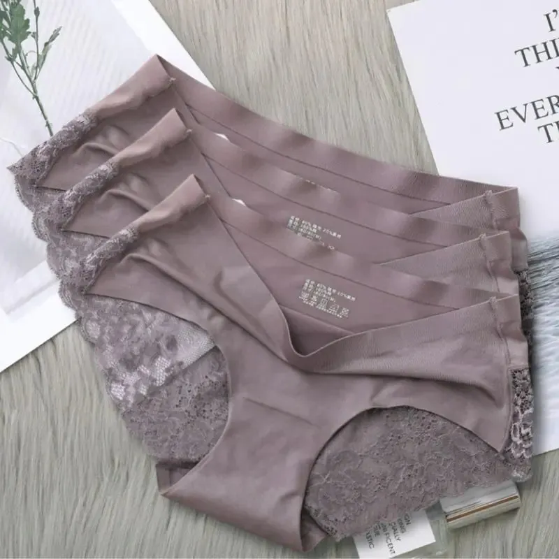 Seamless Solid Underwear Low-Rise Lace Lingerie